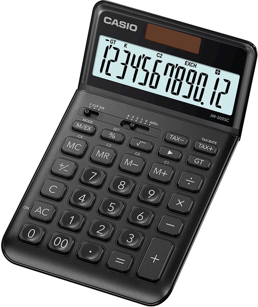 Rekenmachine - Desktop apparaat - Zakelijk rekenwerk - Plastic toetsen - 18.3 cm - Zwart