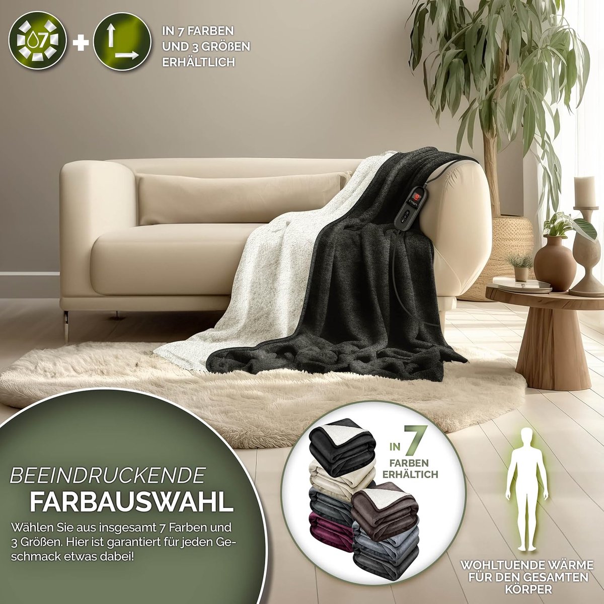 Elektrische Deken - Verwarmde deken - Ontspannen op de bank - Automatische uitschakeling - 200x180 cm - Zwart — cadeau in Wonen & Interieur - foto 4