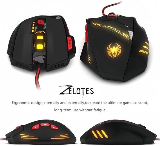 Gaming Muis - Programmeerbare Muis - Intensief Gamers - Gewichtsafstemming Systeem - 9200 DPI - Zwart — afbeelding 5
