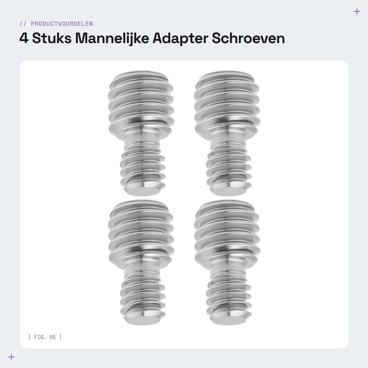 Dailygoods - 4 Stuks Mannelijke Adapter Schroeven voor Statief en Quick Release