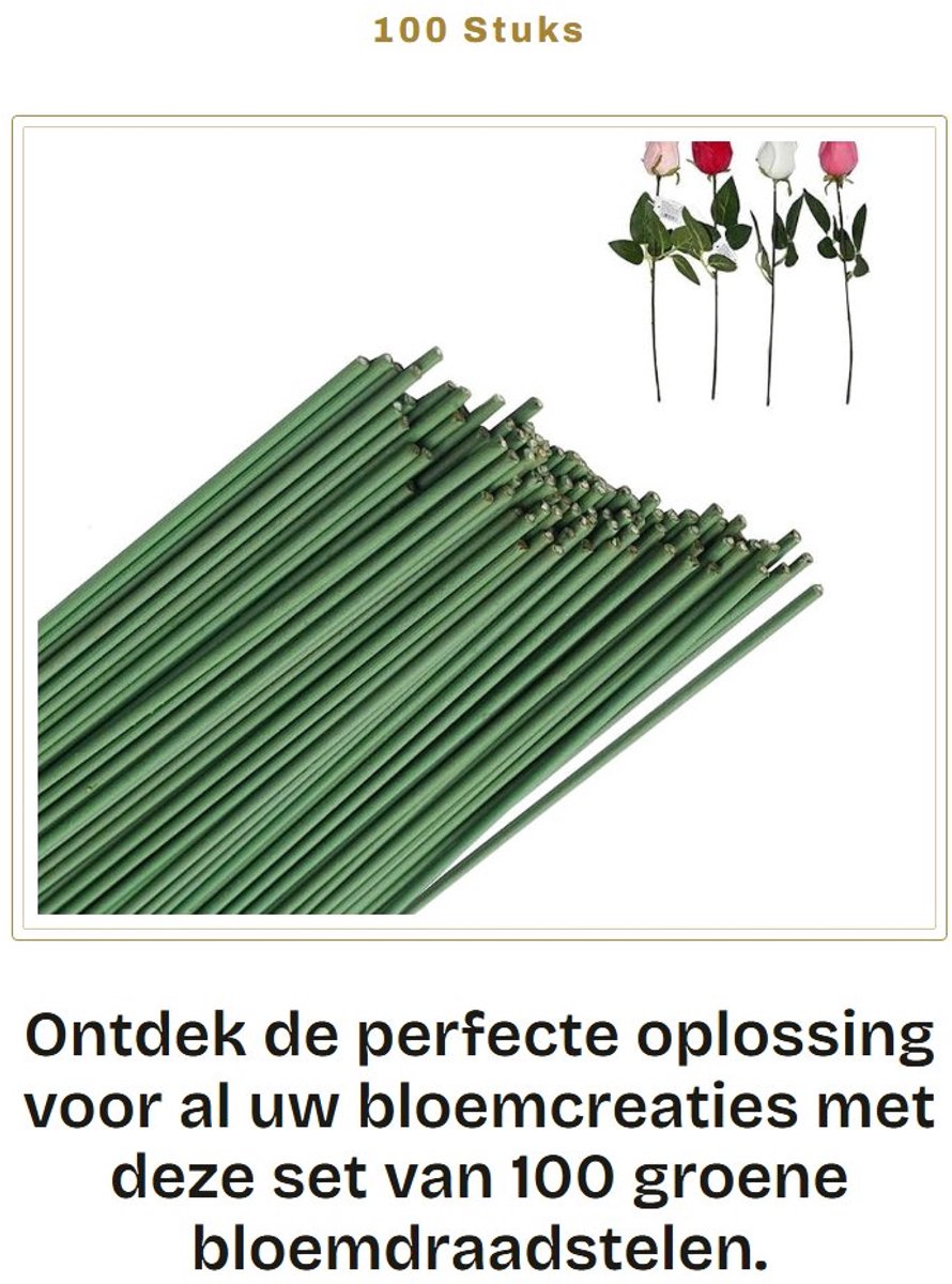Dailygoods- Bloemdraadstelen 100 stuks - 30 cm lang - Voor