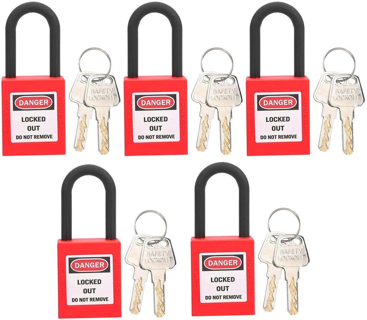 Dailygoods- Slot - 38mm Lockout Slot - Veiligheidsloten Set - 2 Sleutels per Slot - Temperatuur- en Slijtvast - Label voor Informatie - Hangslot