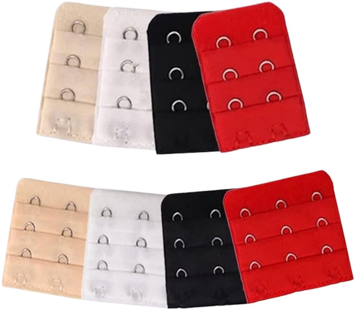 Dailygoods- BH-band-verlengstuk 8 Stuks - Beha-verlenging - Elastisch/Rekbaar - Gesp 2/3 Haken - Katoen/Roestvrij Staal - Diverse Kleuren