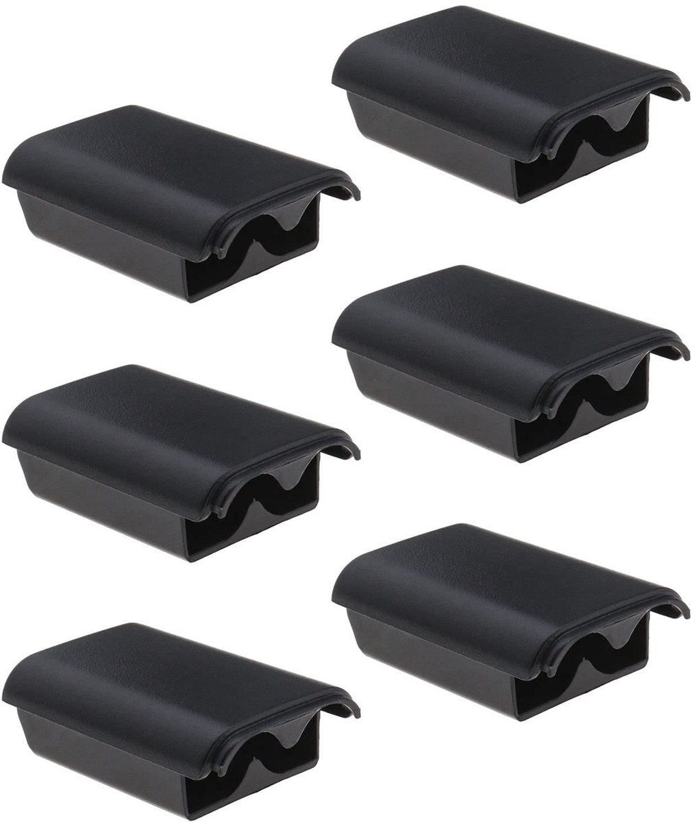 Dailygoods - Reservehoezen Xbox 360 - Batterijdeksels - Zwart - Vervangingshoezen - 6 stuks - Geschikt voor Xbox 360