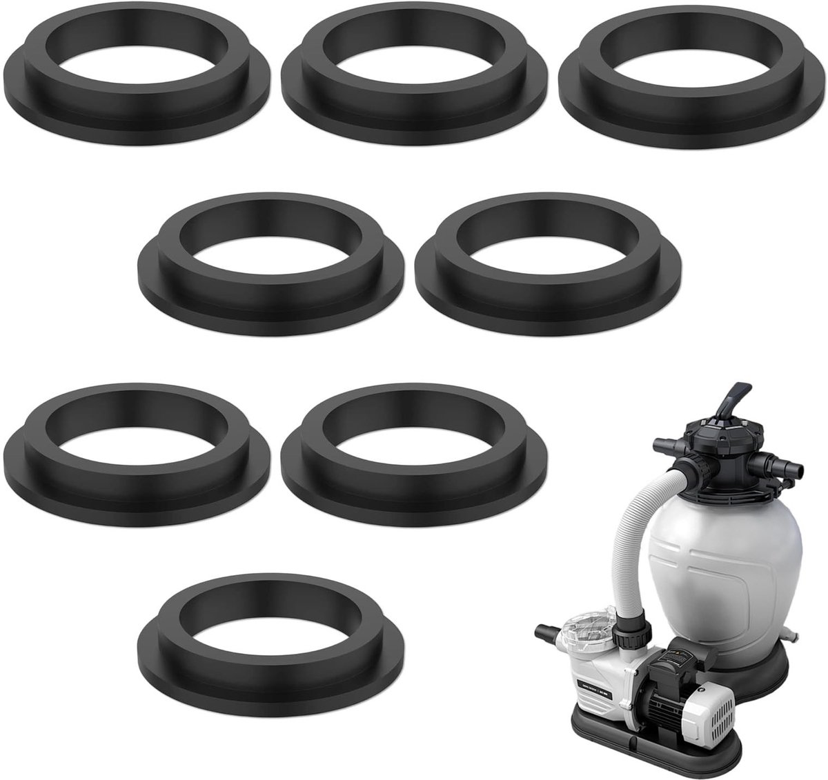 Dailygoods- O-ringen set van 8 - duurzame afdichtringen - reserveonderdelen voor filterpomp - universeel compatibel - waterdicht - eenvoudig te installeren