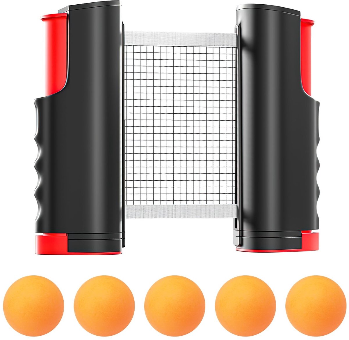 Dailygoods - Uittrekbaar Draagbaar Tafeltennisnet - Pingpong Net - Ideaal voor Binnen en Buiten - Zwart - Inclusief Tafeltennisballen - Geschikt voor...