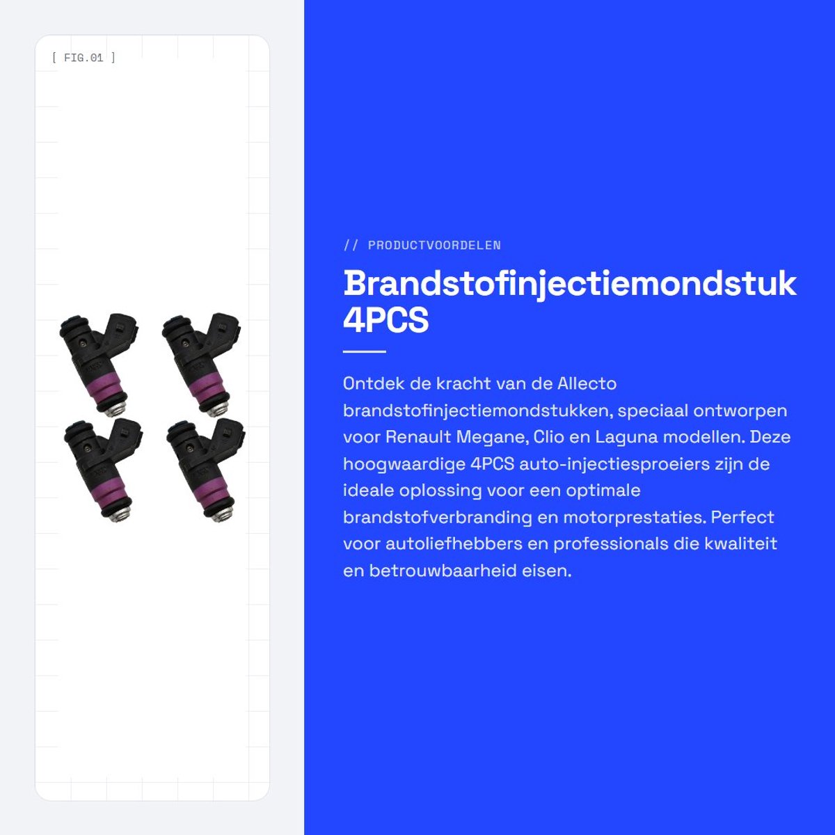 Dailygoods- Brandstofinjectiemondstuk 4 Stuks - Injector Reiniger Benzine - Injector Cleaner - Toepassing Renault - Compatibel met Clio/Megane/Laguna