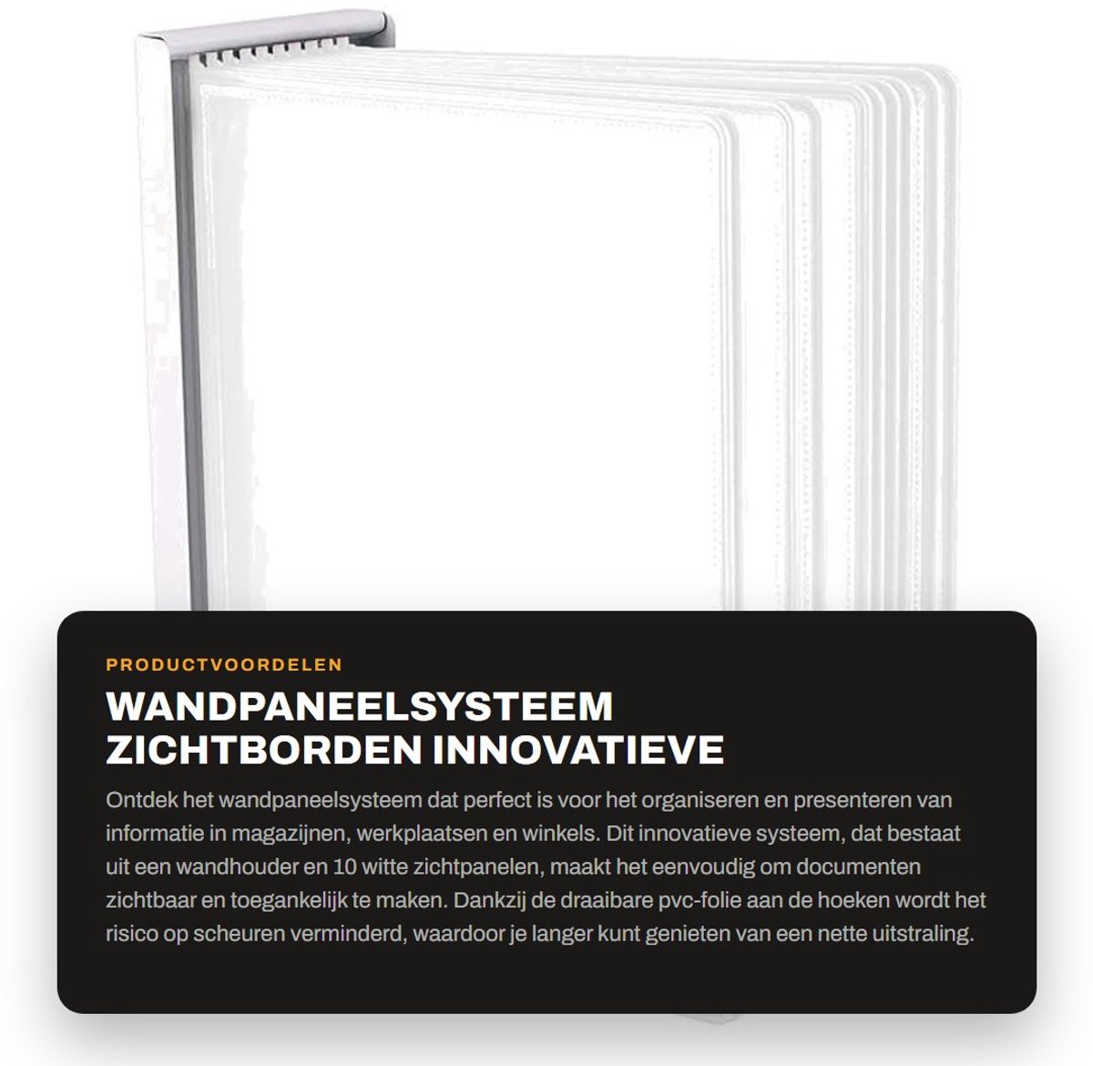 Dailygoods- Wandpaneelsysteem - Wandhouder voor zichtborden - Bordsysteem van metaal - Set van 10 witte panelen - Eenvoudige wandmontage - Duurzaam en probleemloos gebruik