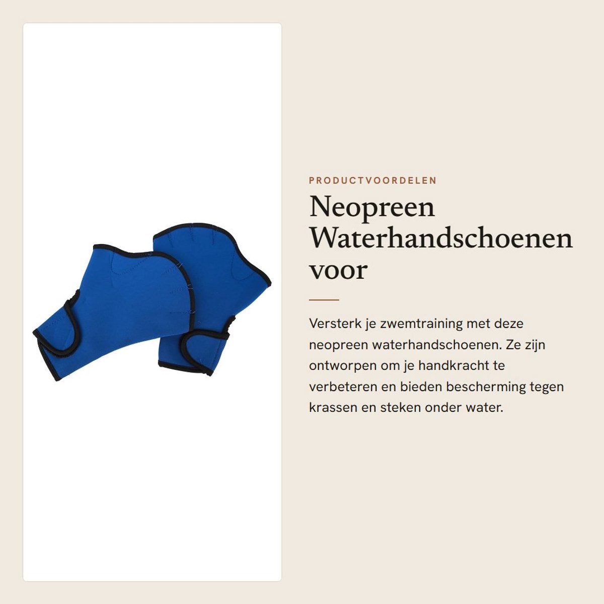 Dailygoods- Waterhandschoenen Verstelbare Polssluiting - Neopreen Zwemhandschoenen - Handbescherming - Vingerloos - Antislip - Voor Weerstandstraining
