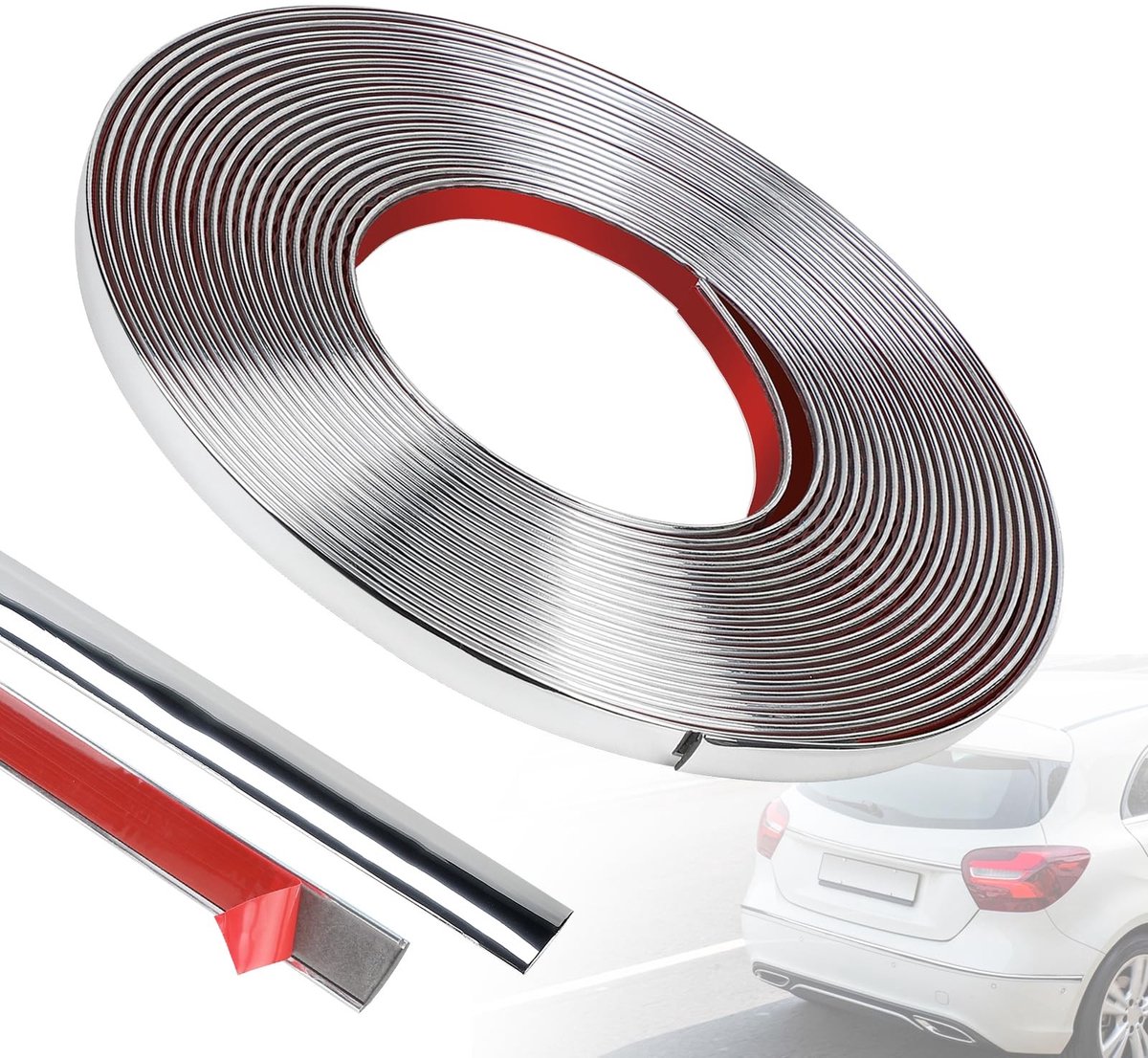 Dailygoods - Sierlijsten Chroomlijst - Zelfklevend - Glanzend Zilver - Decoratieve Lijst - Universeel - Voor Auto en Interieur