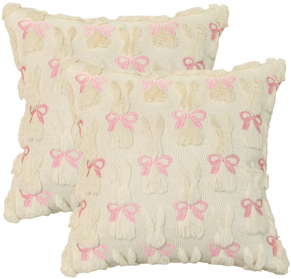 Dailygoods - Kunstbont Beige Stropdas Kussenhoezen 2-delig 45x45 cm - Fluweel Sofakussen Decoratie