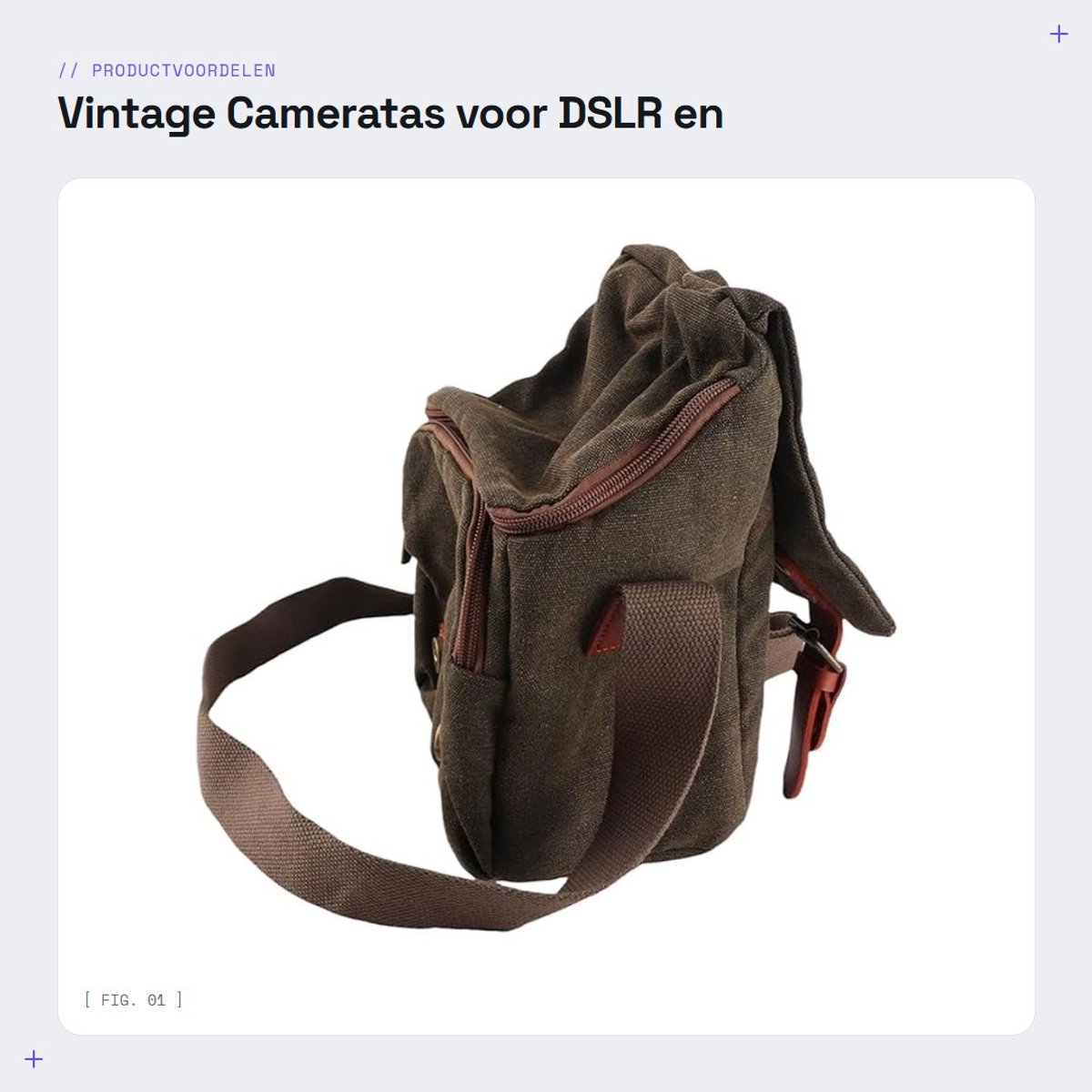 Dailygoods- Cameratas Verstelbaar - Canvas Vintage - Schoudertas - Compatibel met DSLR/Systeemcamera - Voldoende Opslag - Premium Bescherming - Camera Tas