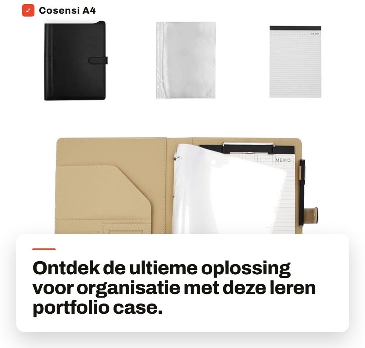 Dailygoods - A4 Padfolio Case - Document Organizer - Compact en praktisch - Leer - Notitieblokhouder - Geschikt voor kantoor en school - 36,79 x 30 cm