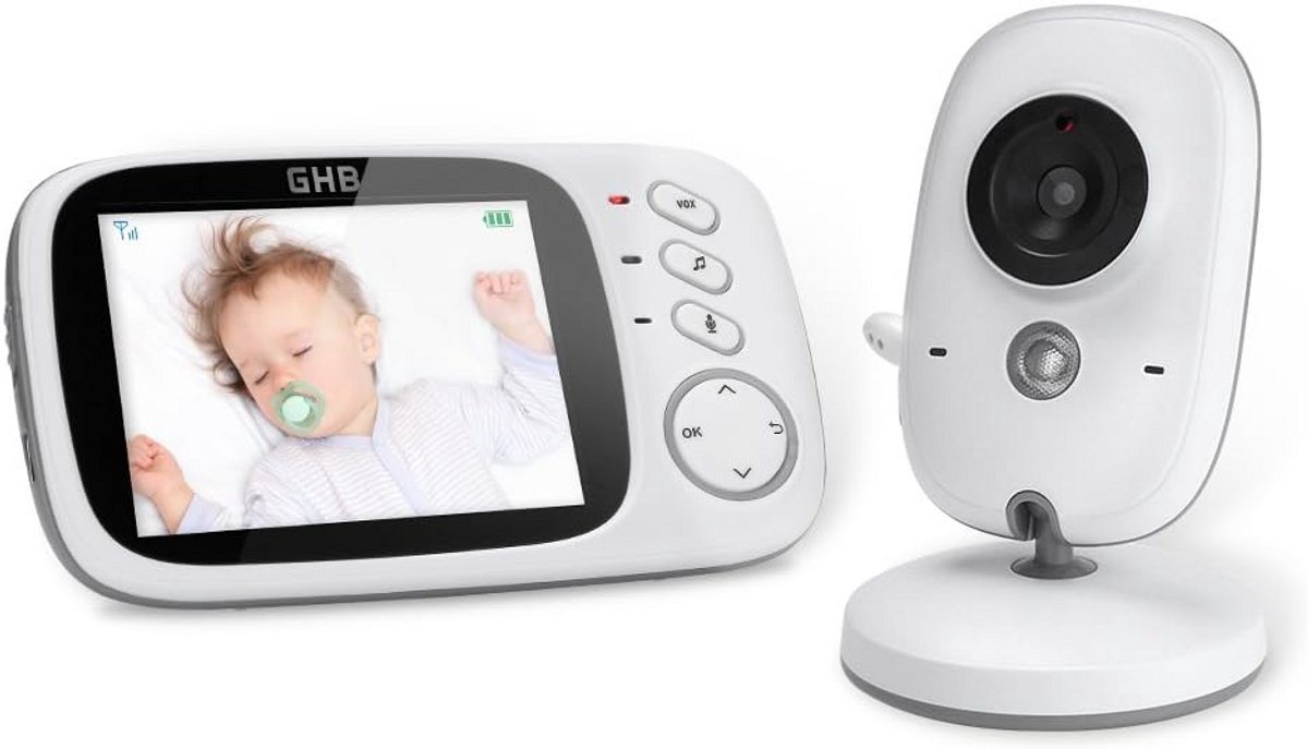 Draagbare Babyfoon - Oudermonitor Camera - Baby Bewaken - Groot LCD Scherm - 8.2cm - Wit