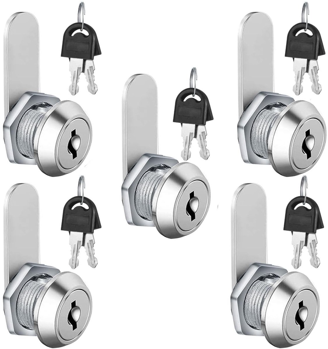 Dailygoods- Brievenbusslot 20 mm - Kastslot - Meubelslot - Kastsleutel - 5 Camsloten - 10 Sleutels - Zinklegering