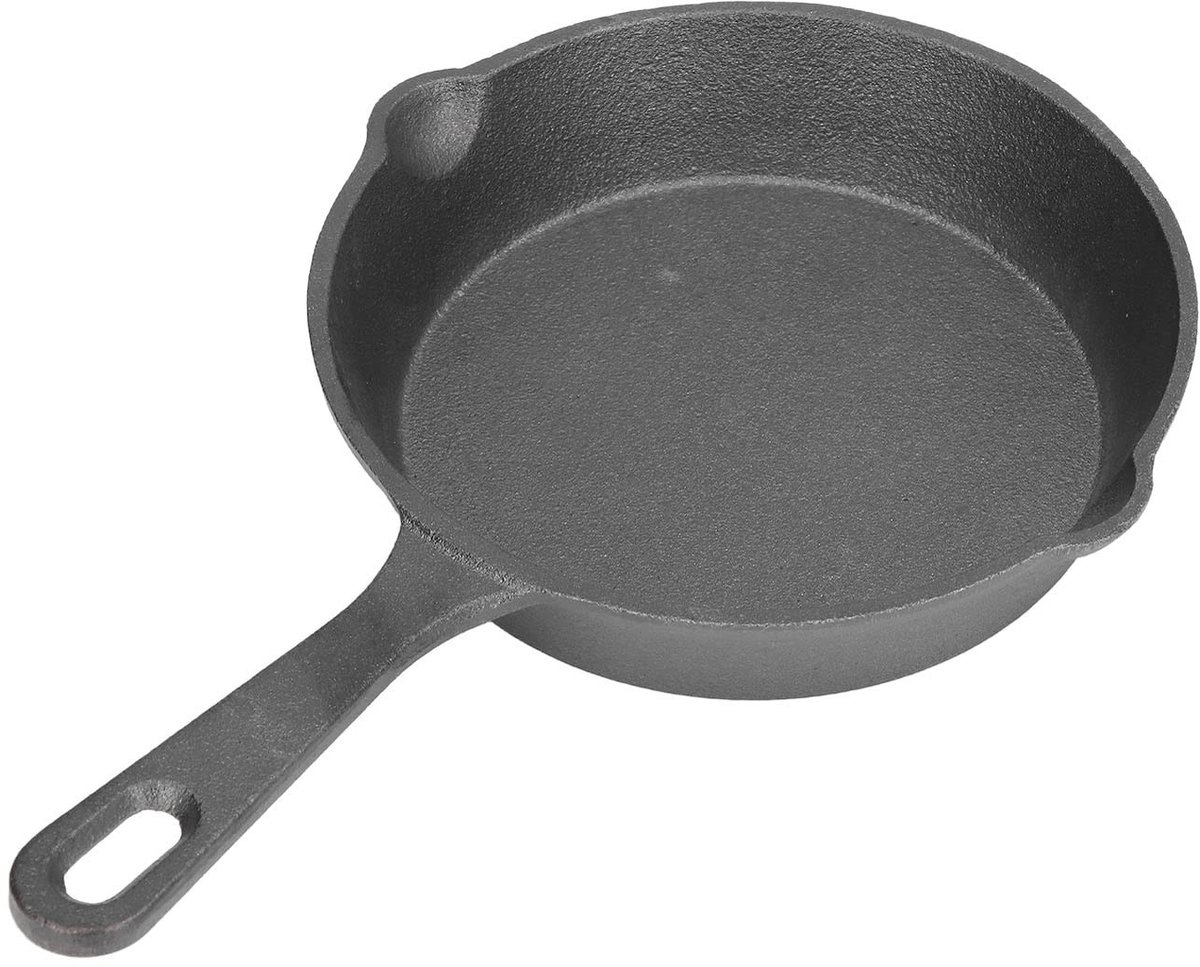 Dailygoods- Grillpan Gietijzer 14 cm - Koekenpan - Kookpan - Geschikt voor Inductie - Voor Fornuis en Oven - Lichtgewicht 495 g