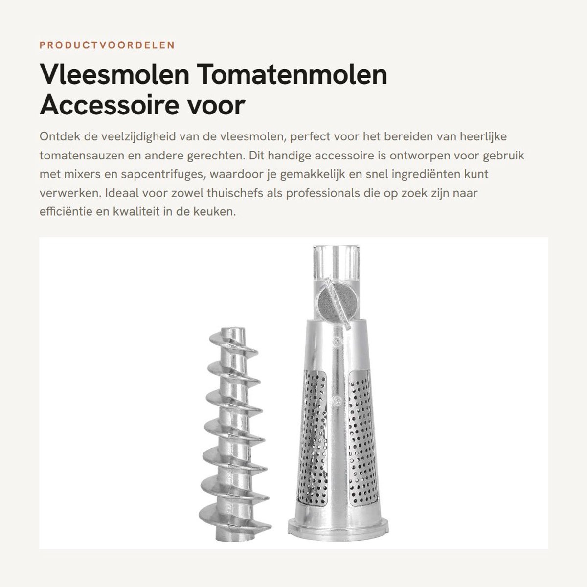 Dailygoods- Vleesmolen met accessoires - Tomatenmolen - Bevestiging - Filterhuls - Schroef - Voor mixer