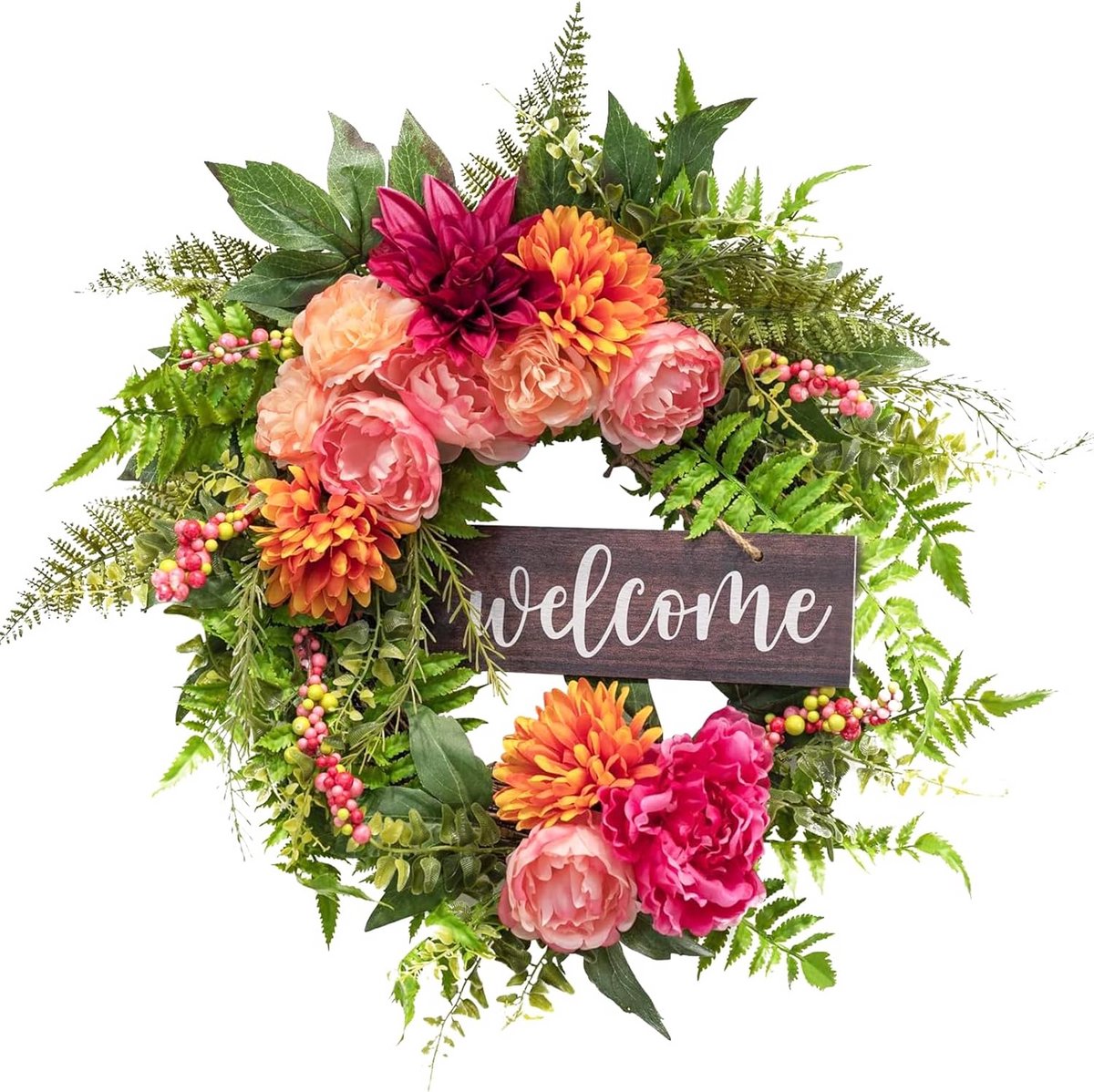 Voordeurkrans Lente Zomer - Kunstbloemen Slinger - Huis en Tuin Decoratie - Handgemaakt Re