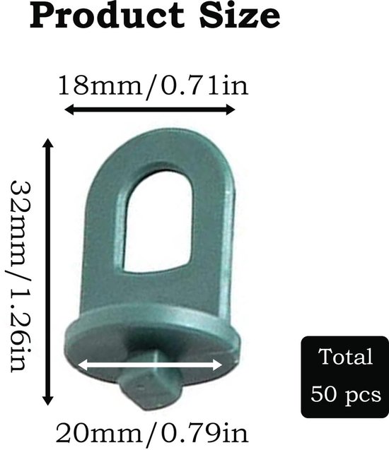 Twist Hooks - 50 Stuks - Robuust Plastic - Voor Kassen - Makkelijk te Installeren - Duurzaam - 2 x 3,2 cm - Kwekerijhaken — afbeelding 4