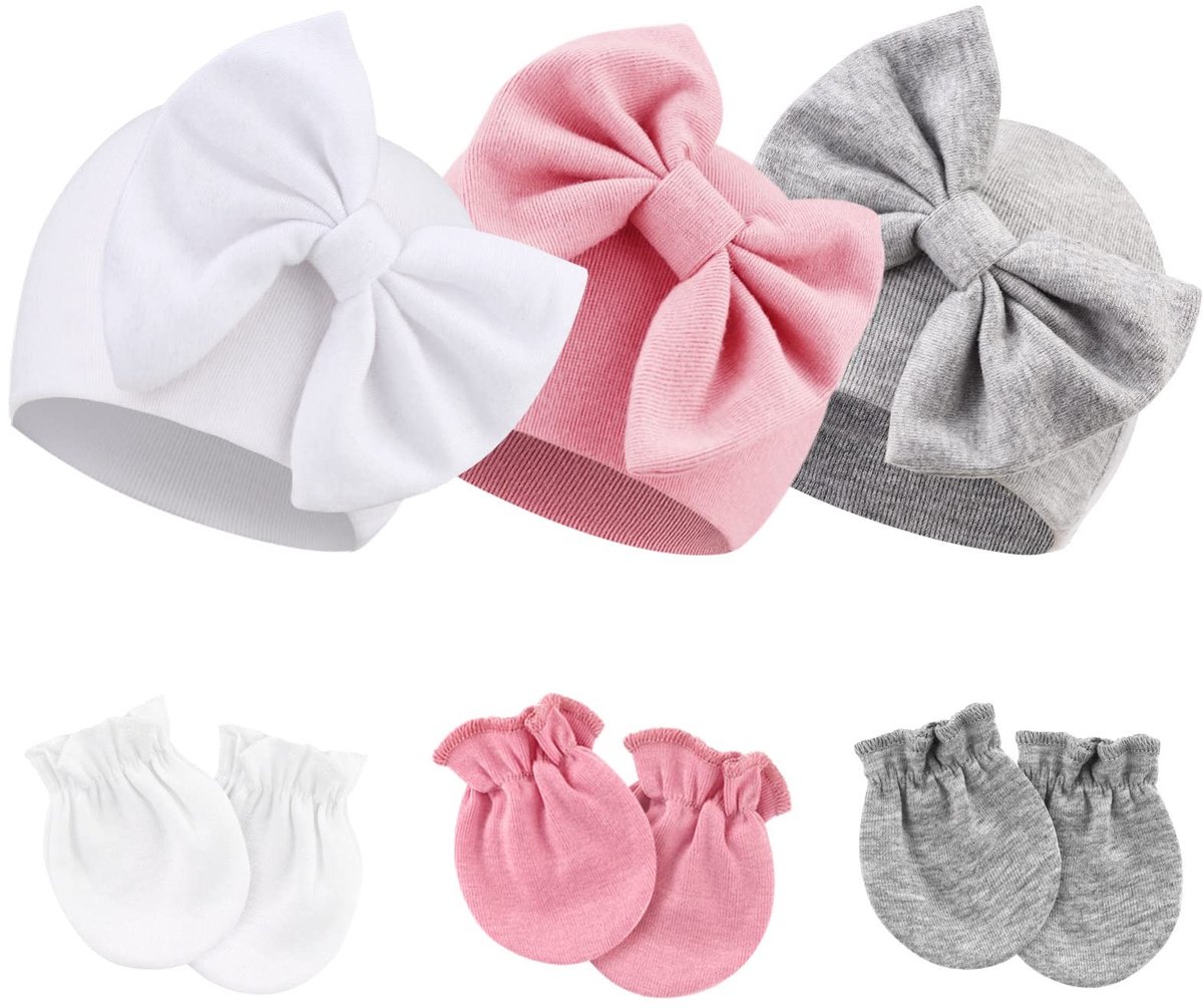 Dailygoods- Babyset Trendy Hoeden/Wanten - Baby Accessoires - Katoenen Handschoenen - Geen Kras Wanten - Geschikt voor 0-6 Maanden - Hoogwaardige Kleding - Babyaccessoires