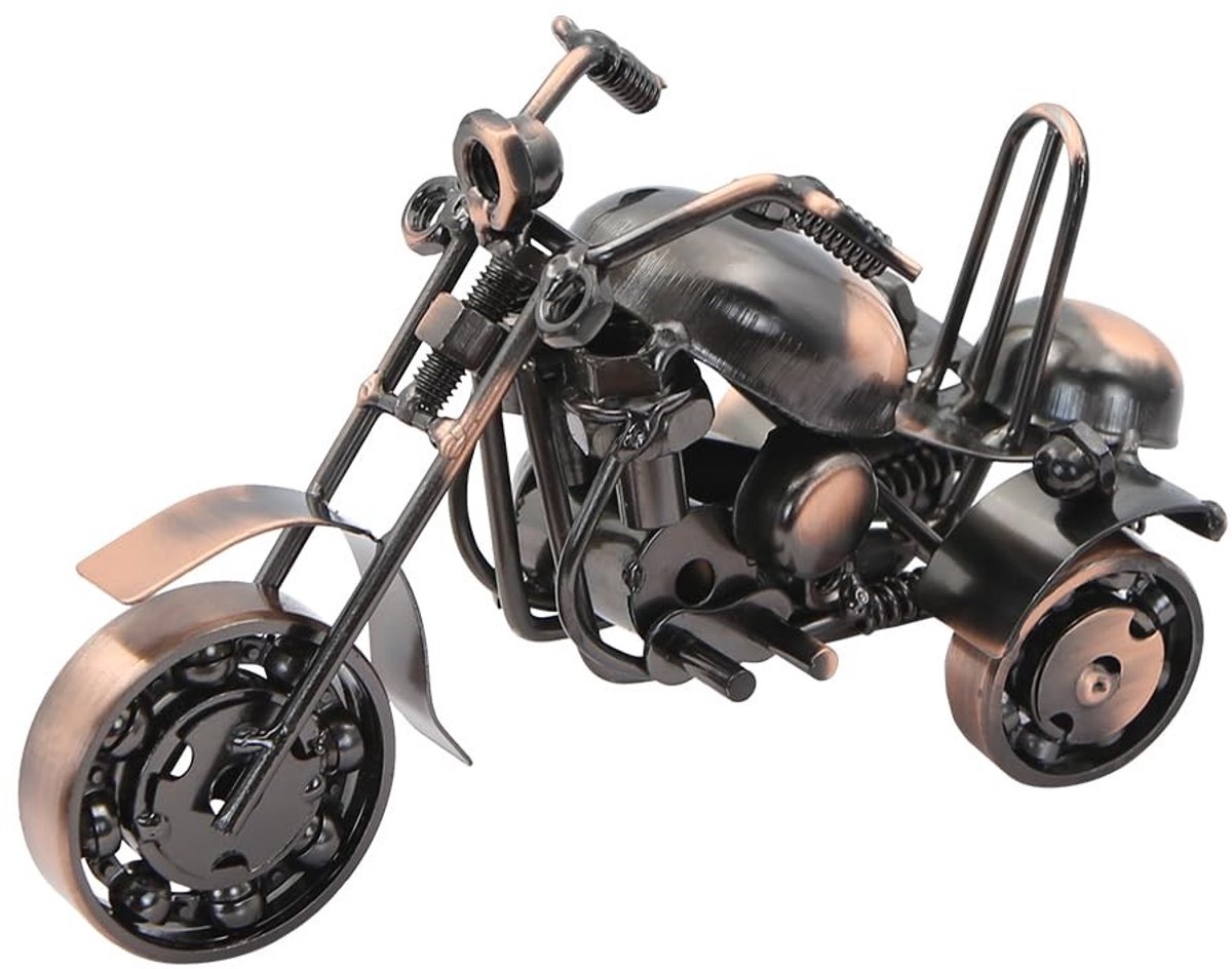 Dailygoods- Motorfiets Retro Kunstornament - Metaal - 16x8x10cm - Decoratie - Cadeau voor Motorliefhebbers - Handgemaakt - Schitterend Vakmanschap - Motormodel