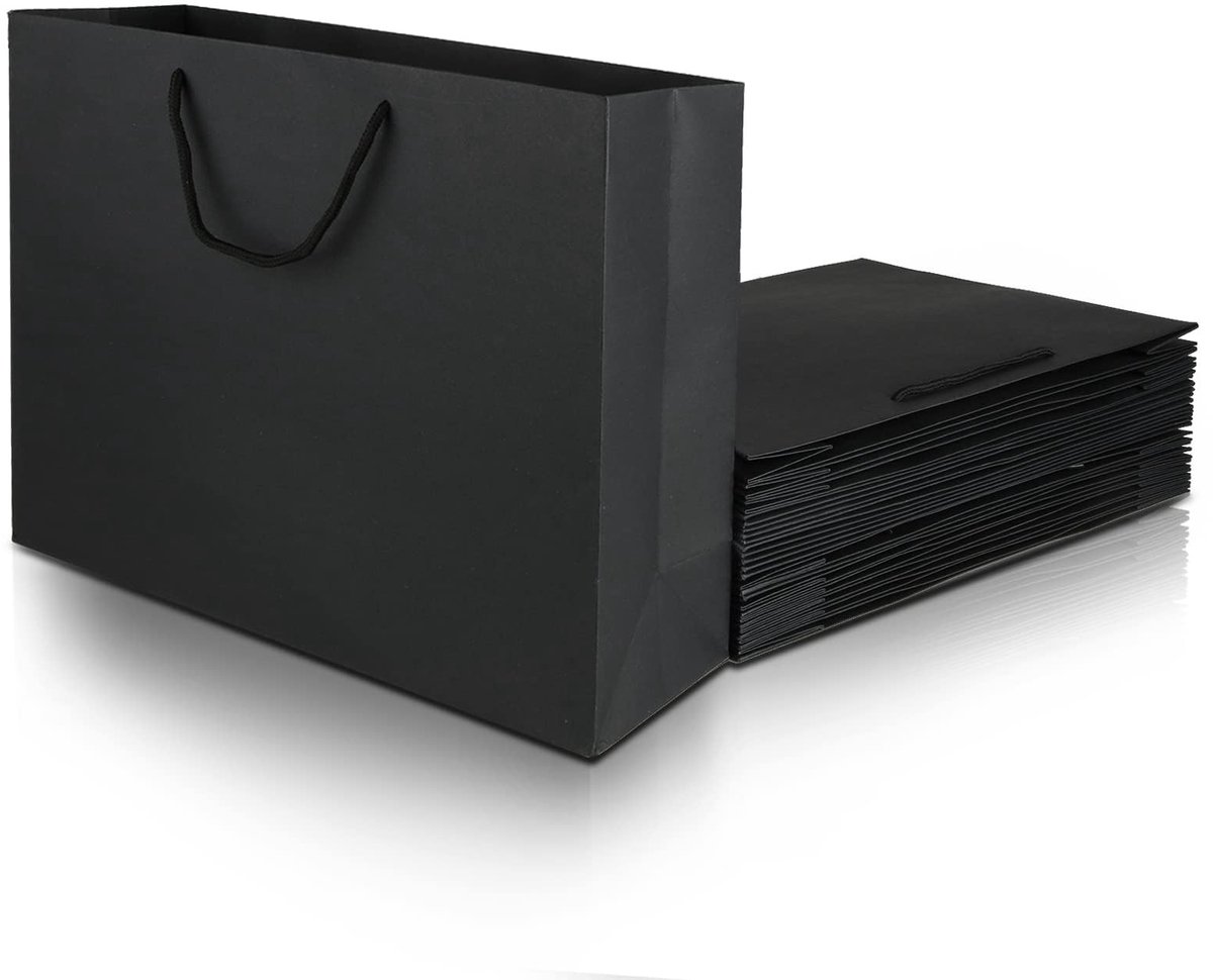 Dailygoods- Geschenkzakjes grote herbruikbare kraftpapieren zakken - 24 stuks - 40 x 12 x 28 cm - met handgrepen - kras- en scheurvast - milieuvriendelijk - Cadeauzakjes