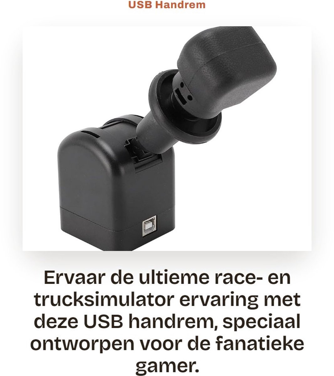 Dailygoods - USB Handrem voor Gaming - Compatibel met G27 G29 G920 G923 - Zwart - Handrem voor Sim Racing - Voor Truck Simulator - USB PC Handrem