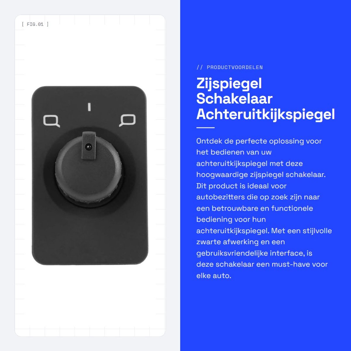 Dailygoods - Zijspiegel Schakelaar - Achteruitkijkspiegel Bediening - Gloednieuw - Zwart - Schakelaar voor Auto - Geschikt voor 4B0959565A 8L1