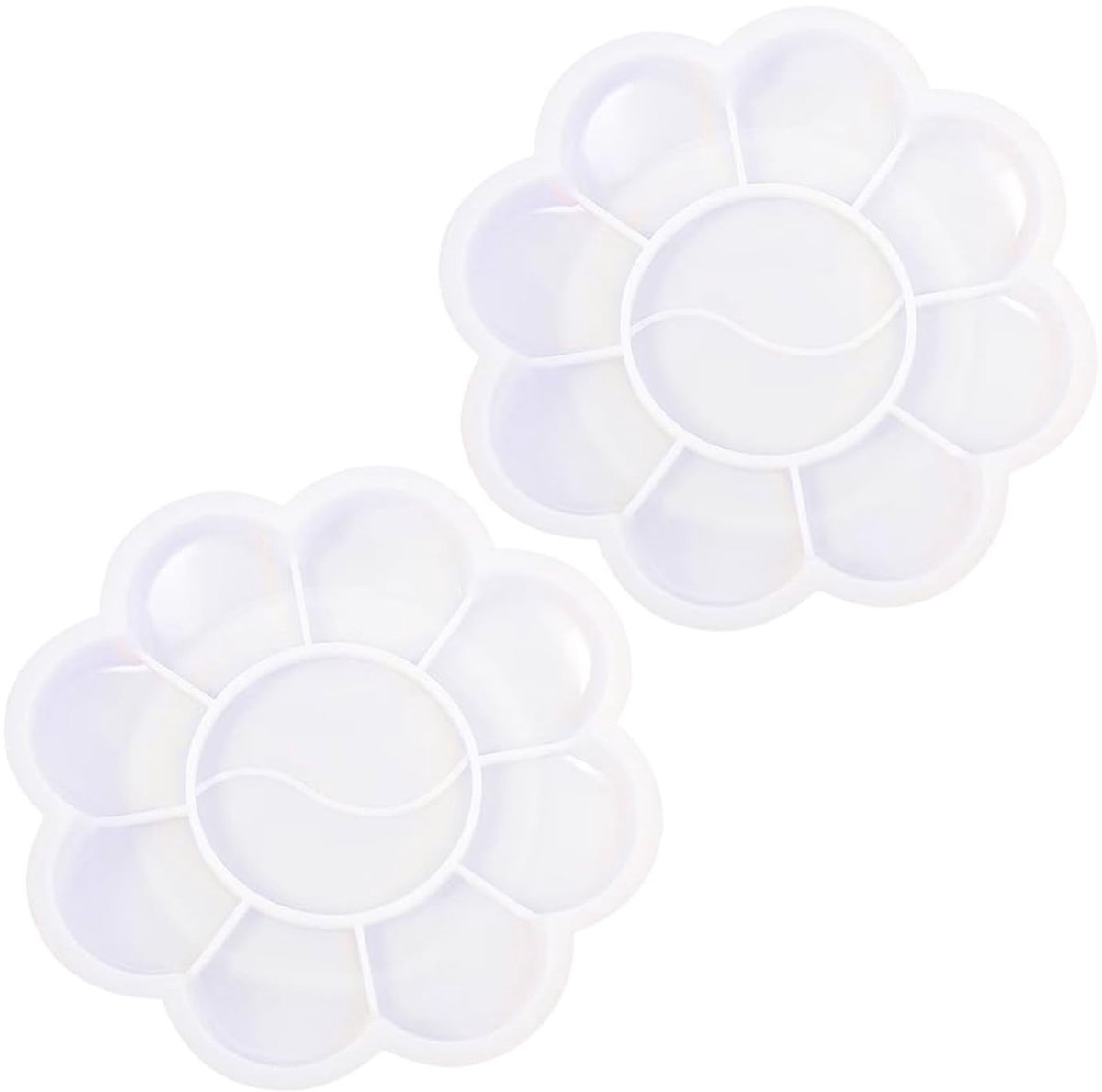 Dailygoods- Kleurenpalet 2 Stuks - Kunststof Palet - Aquarelverf - Mengpalet met 8 Pigmentgebieden - 15 cm Diameter - Duurzaam en Veilig - Schilderpalet