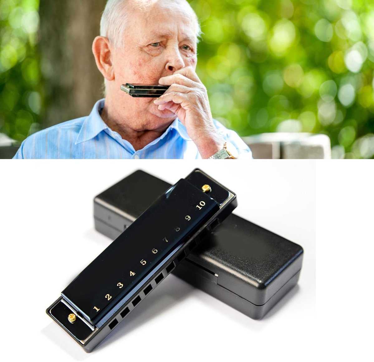 Dailygoods- Mondorgel 10 Gaten - Zinklegering - Glanzend Zwart - Geschikt voor Beginners - Ideaal voor Feesten - Veelzijdig Gebruik - Harmonica