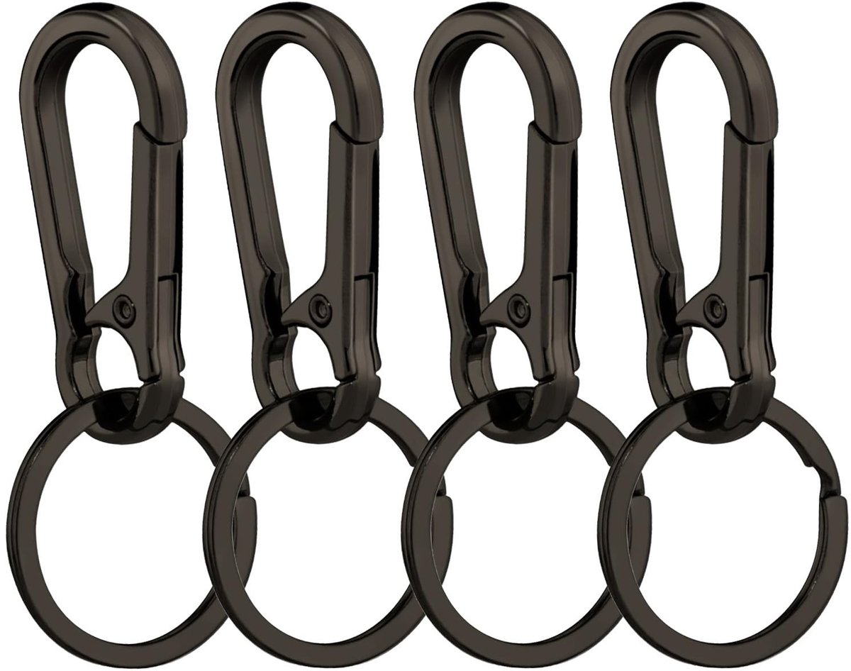Dailygoods- Sleutelhanger Set van 4 - Metalen Karabijnhaak - Zinklegering Antiroest - Lichtgewicht Design - Multifunctioneel - Bronzen Look - Keychain