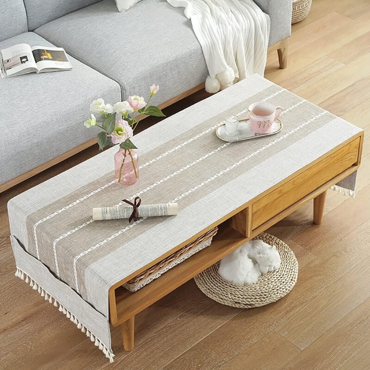 Dailygoods- Tafelkleed Vlekbestendig - Rechthoekig - Katoen/Linnen - 60 x 160 cm - Duurzaam - Afwasbaar - Tafelbedekking
