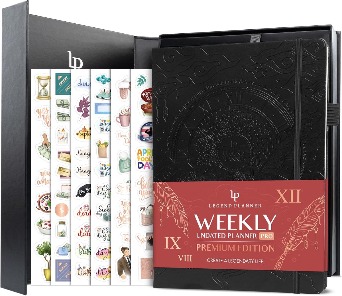 Planner PRO Premium - Wekelijkse Maandelijkse - Tijdbeheer Productiviteit - Ongedateerd Budget Tracker - A4 Formaat - Zwart