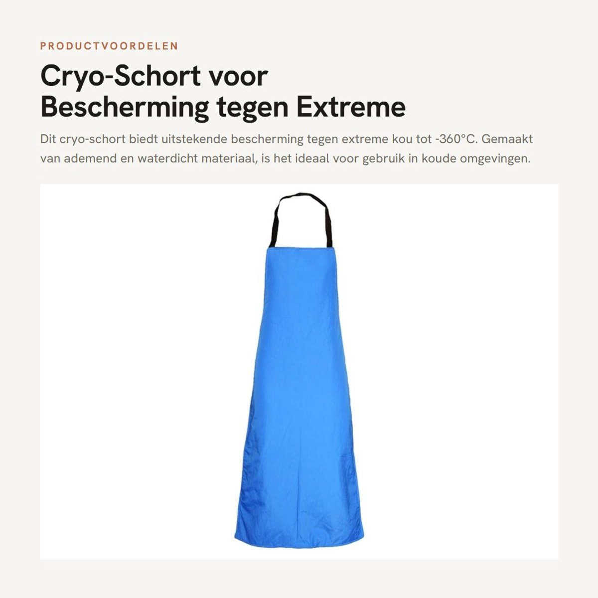 Dailygoods- Cryoschort - Ademend Waterdicht Composietmateriaal - Koude Bescherming tot -360°C - Lichtgewicht Flexibel Ontwerp - Duurzaam en Wasbaar - Uitstekende Thermische Isolatie - Koudebeschermingsschort
