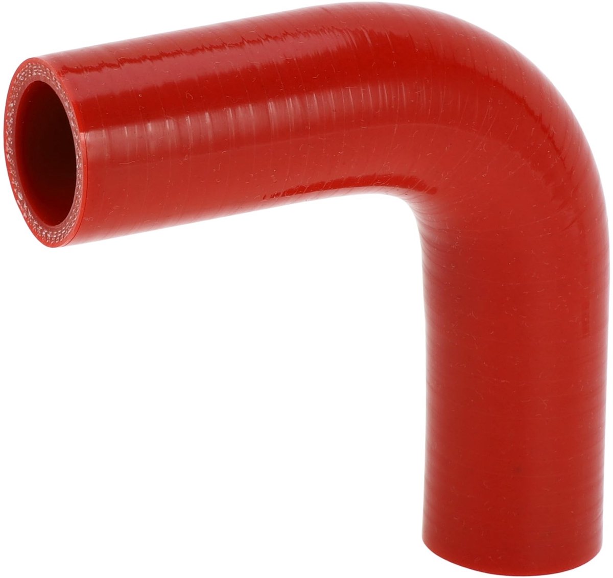 Dailygoods- Autosiliconenslang 90° - Rood - 32 mm Binnendiameter - 120 mm Lengte - Siliconenrubber - Hoge Temperatuur Bestendig - Koelslang