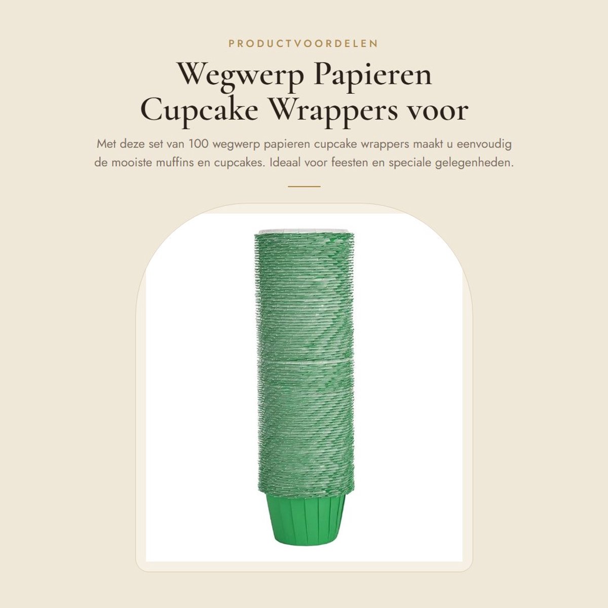Dailygoods- Cupcake Wrappers 100 Stuks - Papieren Cakebeker - Wegwerp Muffin Cases - Gecoat Papier - Geen Fluorescerend Middel - Maat 80x50x45mm - Muffinbekers