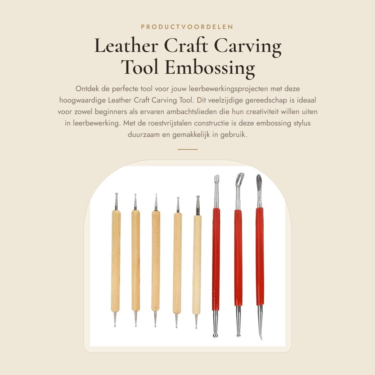 Dailygoods- Modellerenlepel - Leerbewerking Tool - Embossing Lepel - Carving Stylus - Knutselgereedschap - Hoge kwaliteit - Leerbewerkingstool