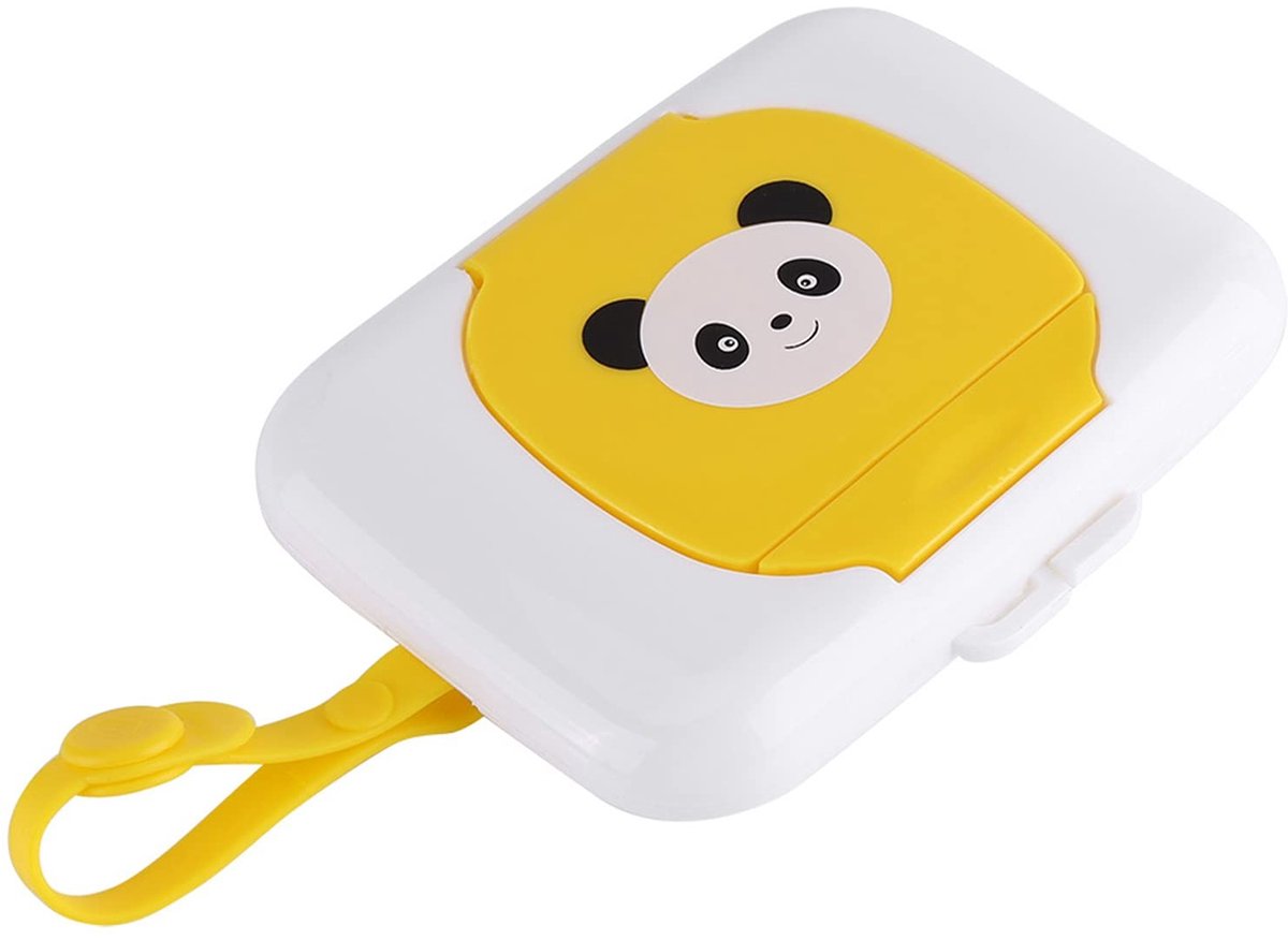 Dailygoods- Babydoekjes Dispenser Draagbaar - Doekjes Houder - Siliconen Riem - PP Materiaal - 16,4 x 11,7 x 3 cm - Lichtgewicht 110 g - Doekjeshouder