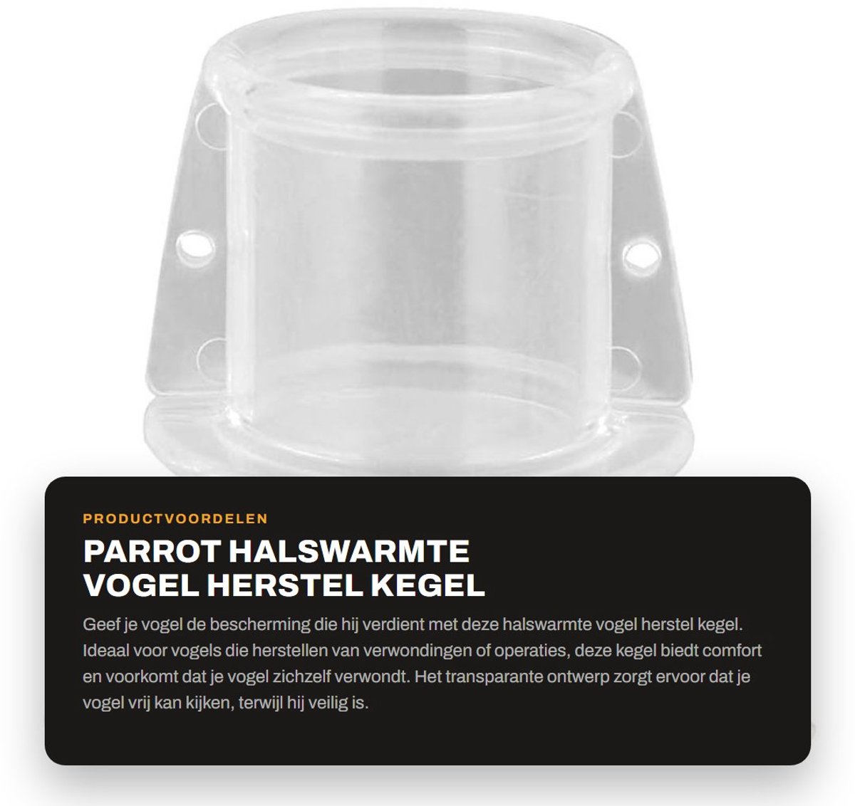 Dailygoods- Halswarmte Kegel - Transparant - Maat S - Acryl - Papegaaien Halsband - Inclusief Schroeven