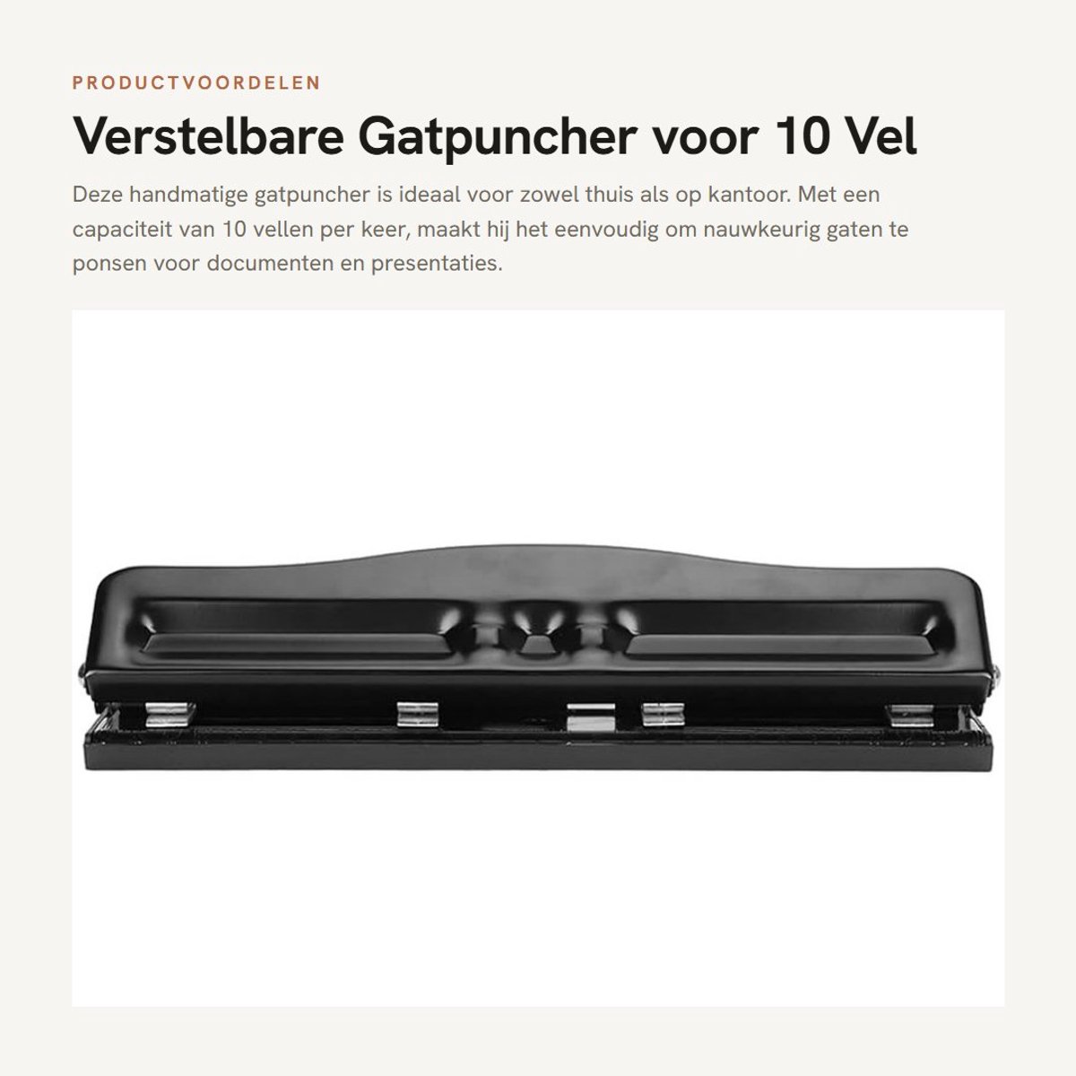 Dailygoods- Papierpuncher 10 Vel Capaciteit - Verstelbare Gatpuncher - Handmatige Punch - Desktop Ring Puncher - Precieze Positionering - Schokbestendig en Duurzaam - Ponsmachine