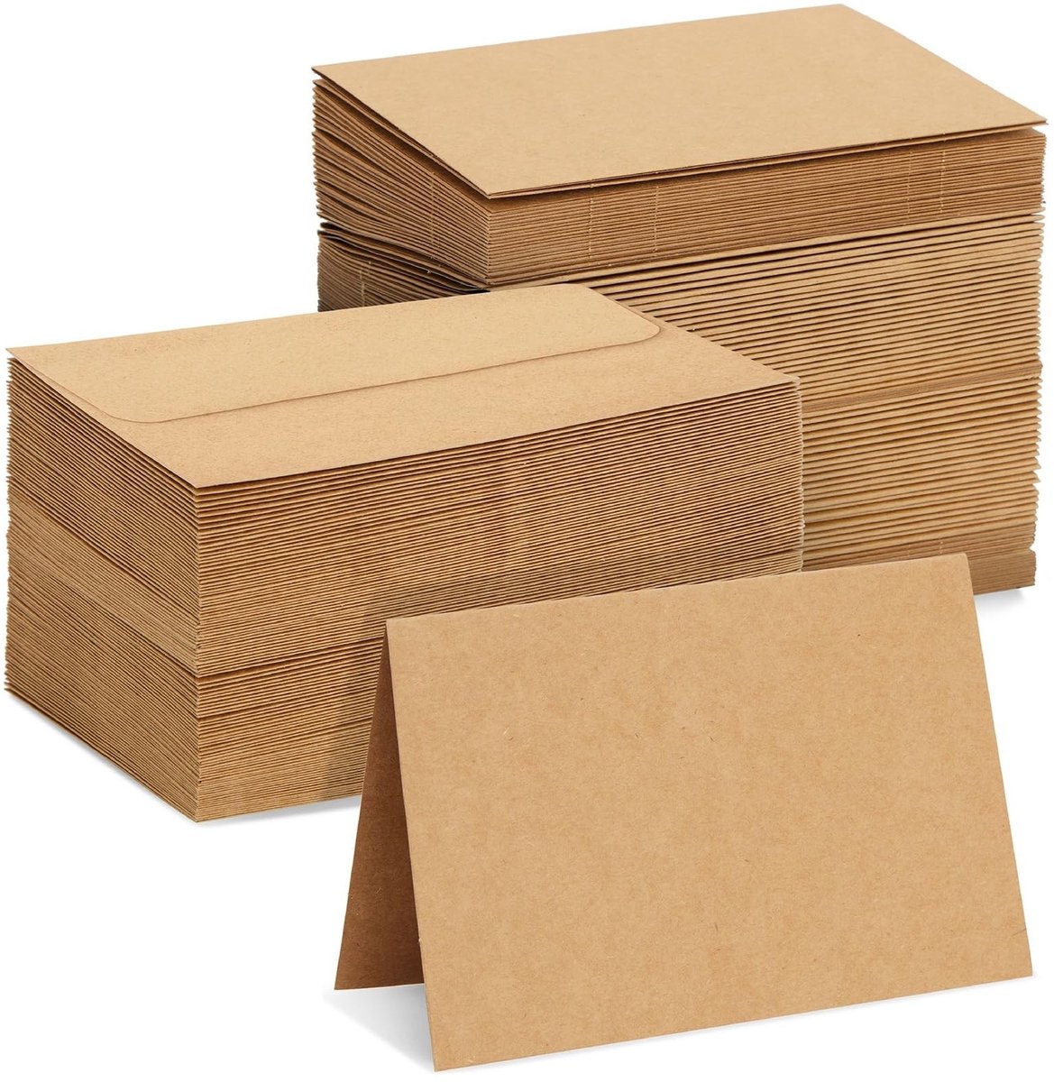 Dailygoods- Wenskaarten Set 100 Stuks - Blanco Kraft - 250 g/m² - Met Enveloppen - Ideaal voor Verjaardag/Bruiloft - Ruim Interieur - Kaartset