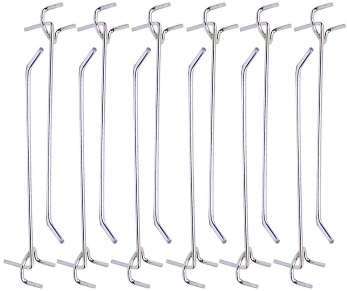 Dailygoods- Pegboard Haak 40 Stuks - Heavy Duty - L-vormige Haken - Hanger voor Kleding/Sleutels - Voor Garage/Keuken - 20 cm - Opberghaak
