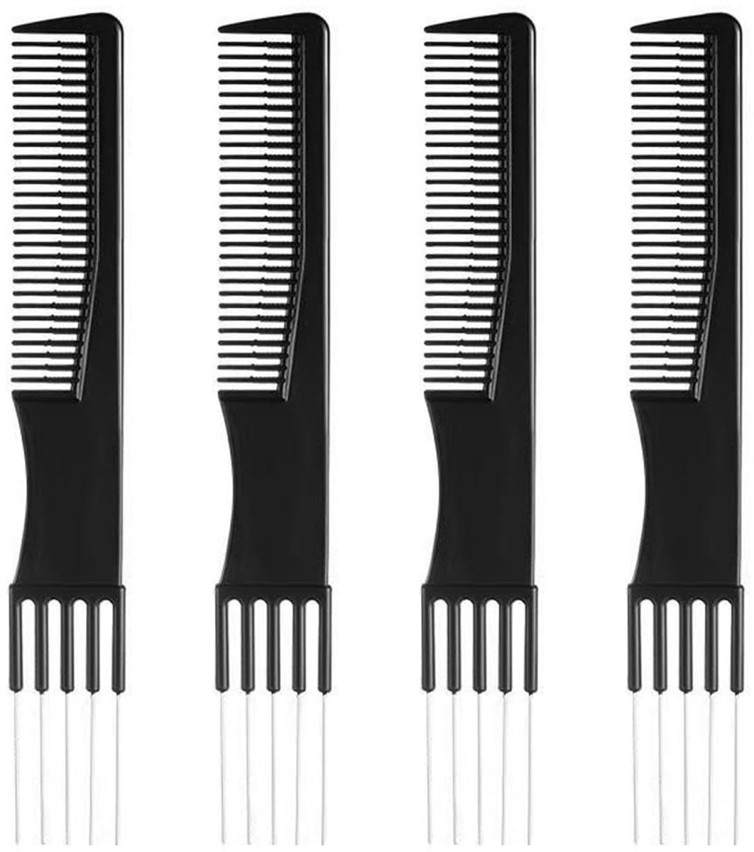 Dailygoods- Plagenkam Professionele Haarstyling - 4 Stuks - Zwart - Lichtgewicht - Duurzaam - Hoogwaardig Roestvrij Staal - Haarkam