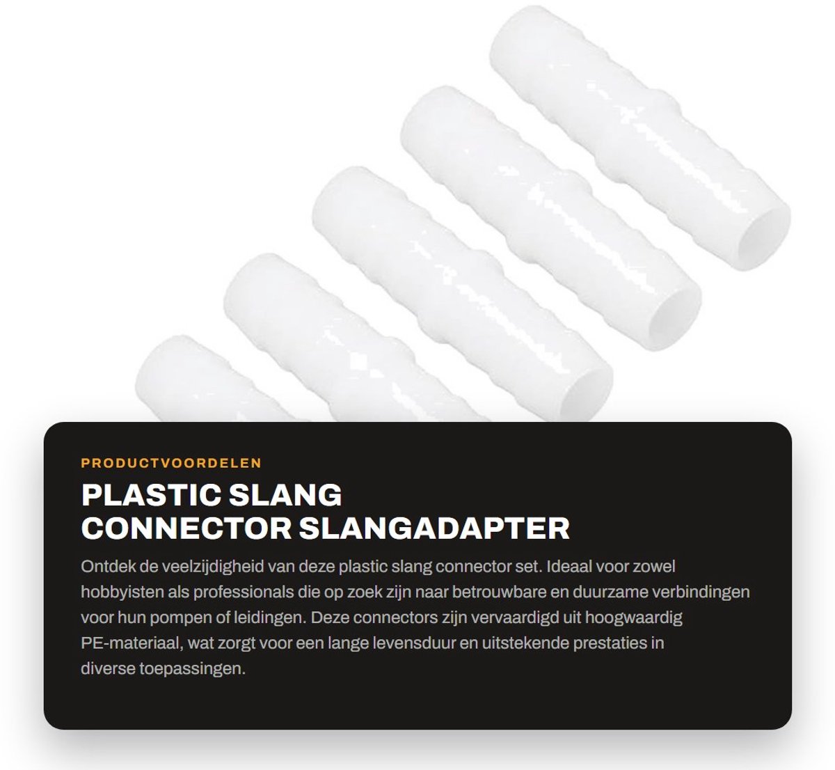 Dailygoods - Plastic Slang Connector - Slangadapter - Duurzaam en slijtvast - Wit - 10 Stuks - Perfect voor pompverbindingen - 6 mm aansluitingen