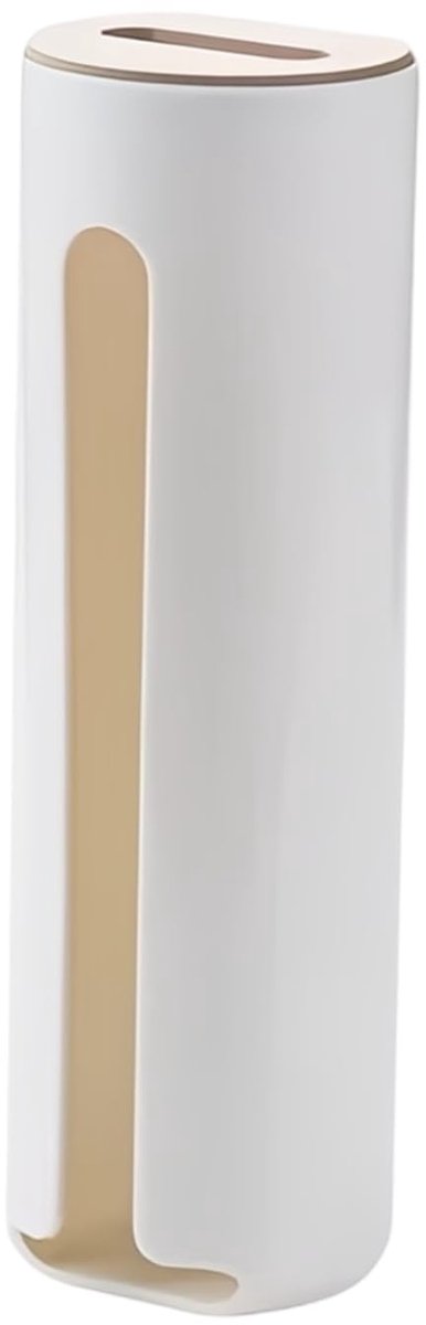 Dailygoods- Wattenstaafjeshouder wandmontage - Houten deksel - Cosmeticacontainer - Katoen - Wit - 18 liter, 23,8 x 7,7 x 6,6 cm - Opbergdoos