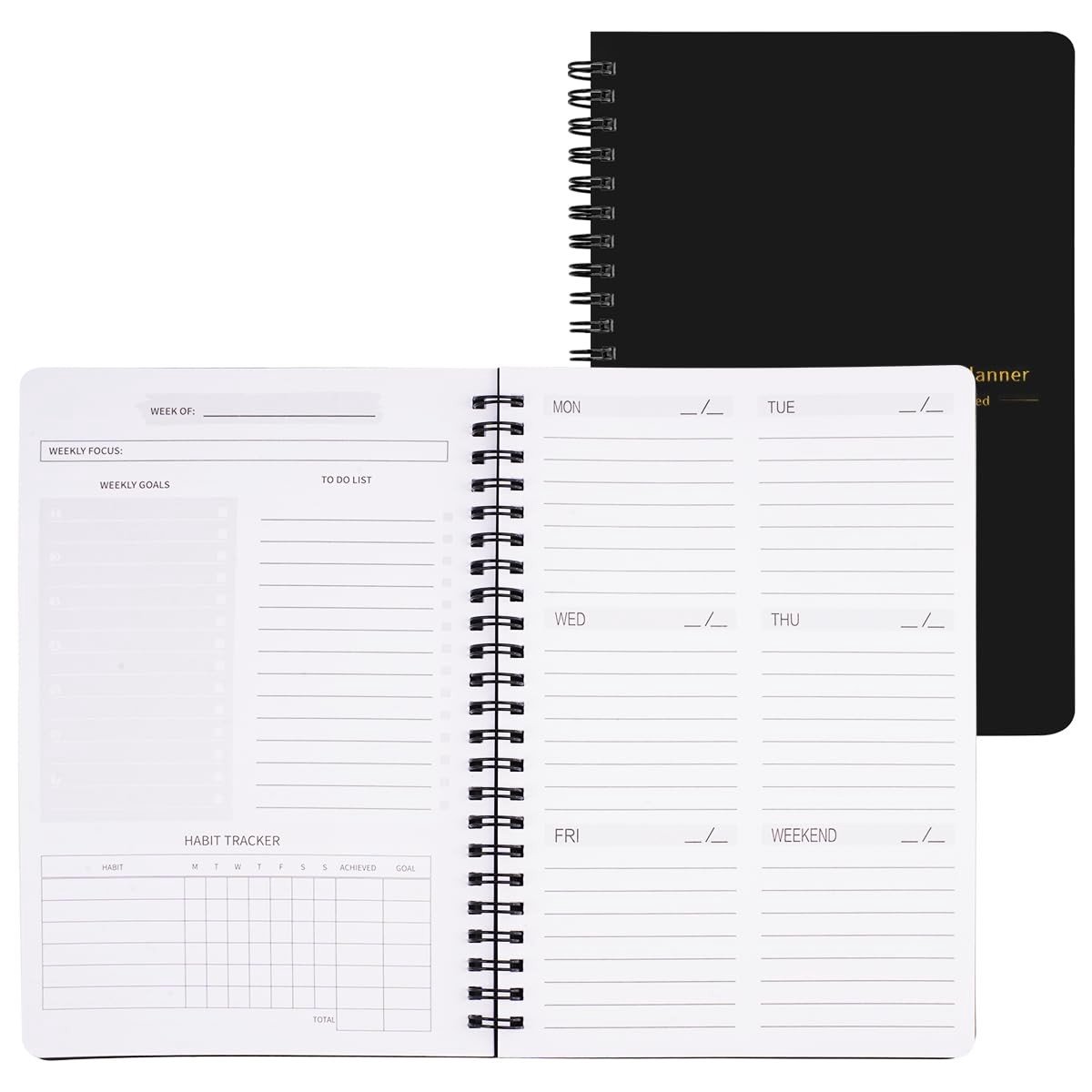 Dailygoods- Weekplanner Ongedateerd - A5 Planner - 52 Vellen - 104 Pagina's - Stevige Spiraalbinding - Soepel Schrijven - Dagplanner