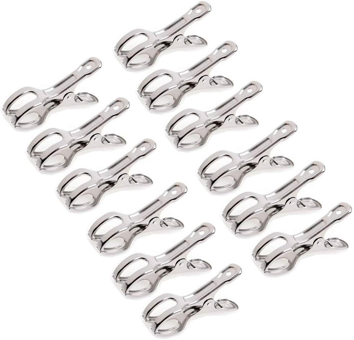 Dailygoods- Handdoekclips Winddicht - Roestvrij Staal - 12 Stuks - 8,5 cm - Geschikt voor Ligstoelen - Grove Opening - Ideaal voor Strand - Strandclips