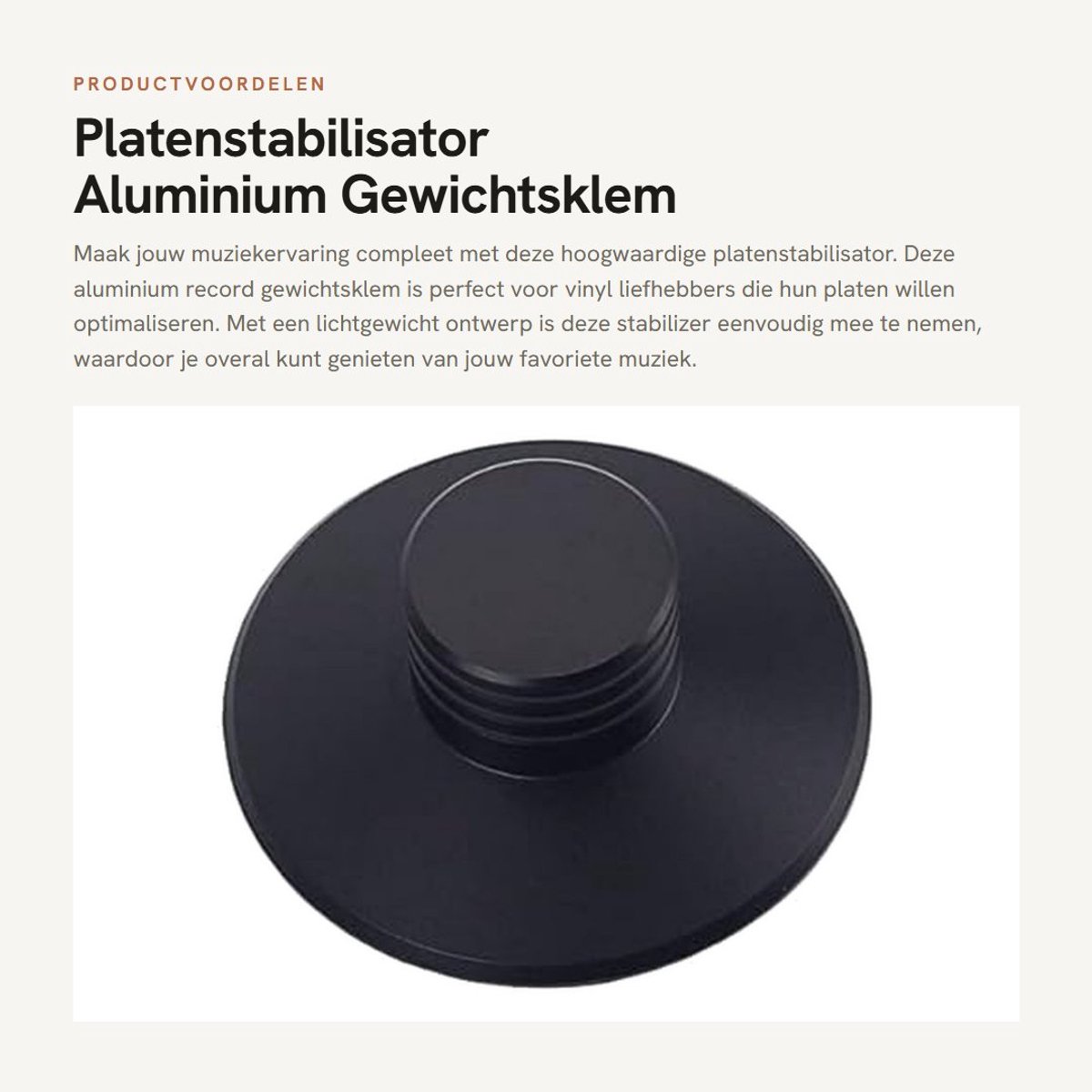 Dailygoods- Gewichtstabilisator Lichtgewicht - Aluminium - Platenstabilisator - LP Vinyl - CD-speler - Vermindert trillingen - Platengewicht