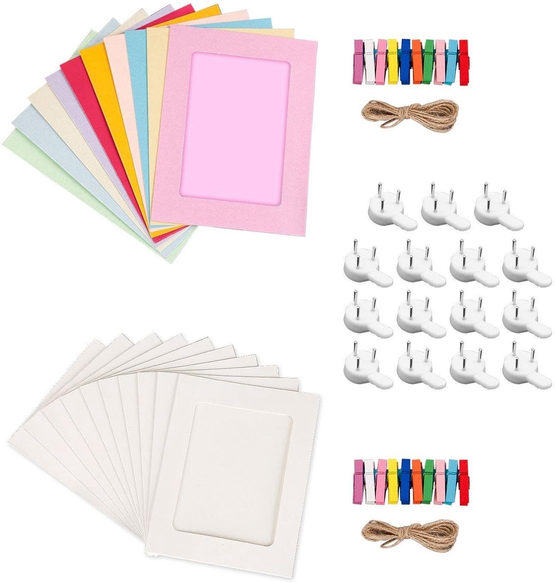 Dailygoods- Fotolijst 3 Inch - Wandfotolijst - Fotolijst met Clips - 2 Sets - 15 Stuks Spoorloze Nagels - Lichtgewicht en Duurzaam - Wanddecoratie