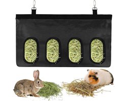 Dailygoods- Hooi Feeder Duurzaam - Voederzak - Geschikt voor Konijnen/Cavia's - Automatisch - Zwart - Maat 46 x 28 cm